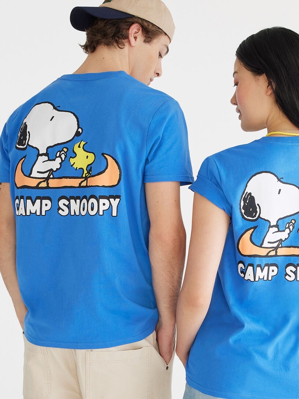 Aeropostale x Peanuts Camp Snoopy crewneck tee with embroidered patch, large